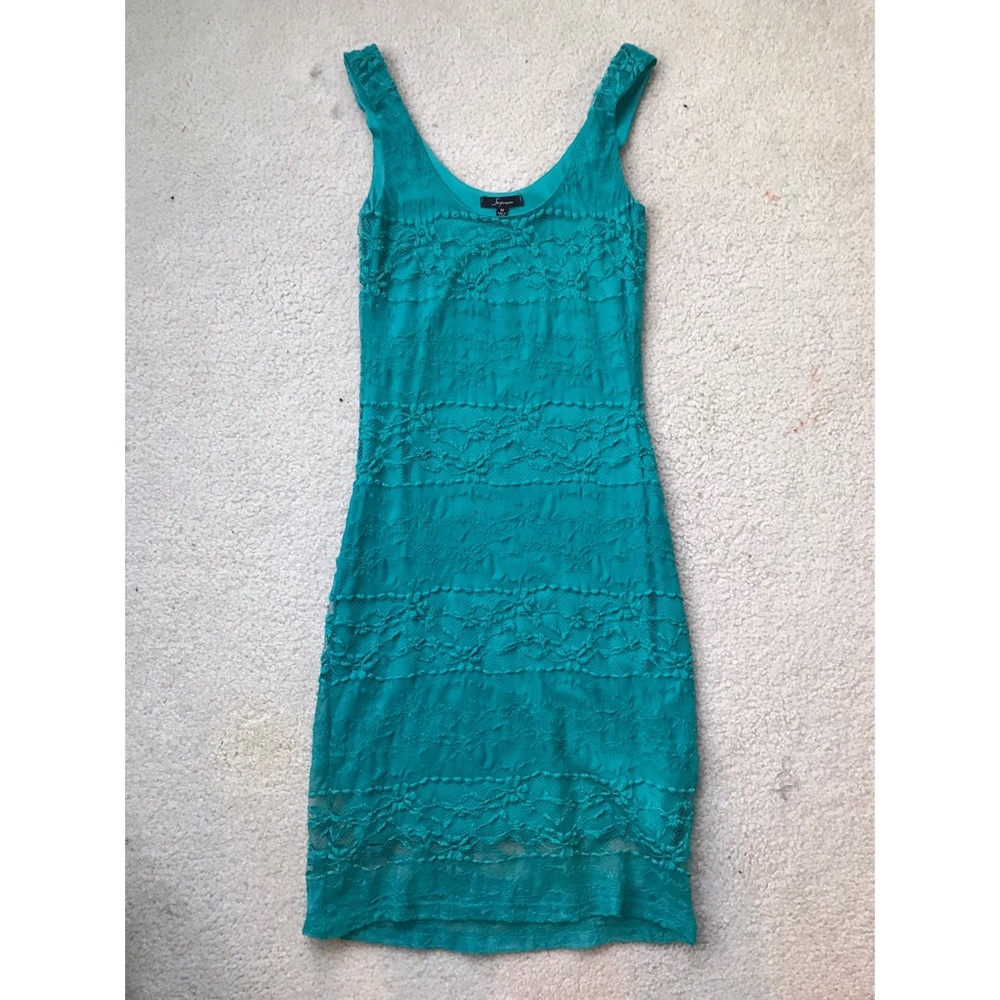Teal Lace Body Con Dress